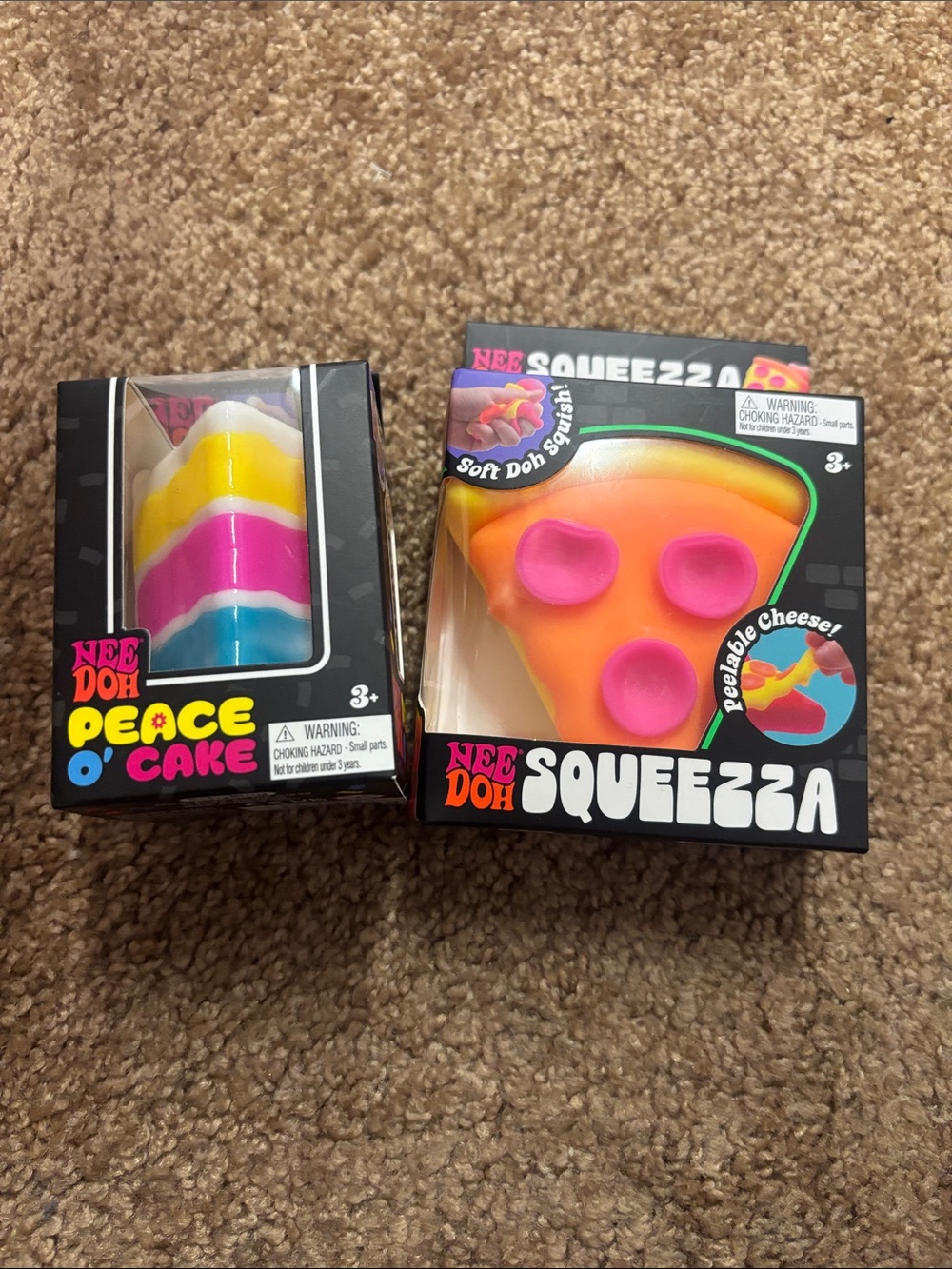 Nee Doh Squeeza Pizza & Peace O'Cake Kids- Orange, Pink, Yellow, Blue, White